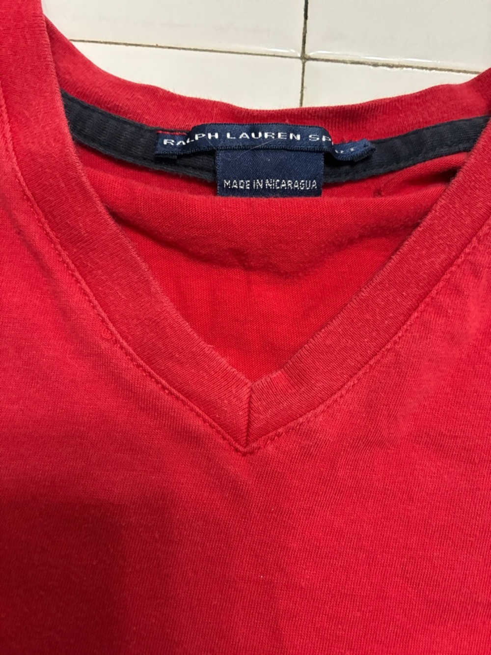 Ralph Lauren Sport Red V-Neck T-Shirt Size M - Picture 2 of 4